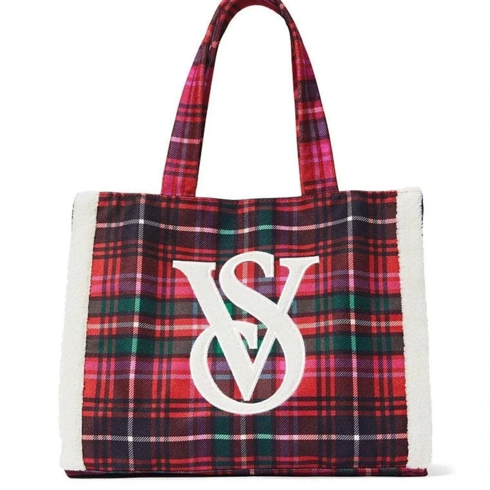 Victoria’s Secret Plaid Flannel Tote Bag NWT